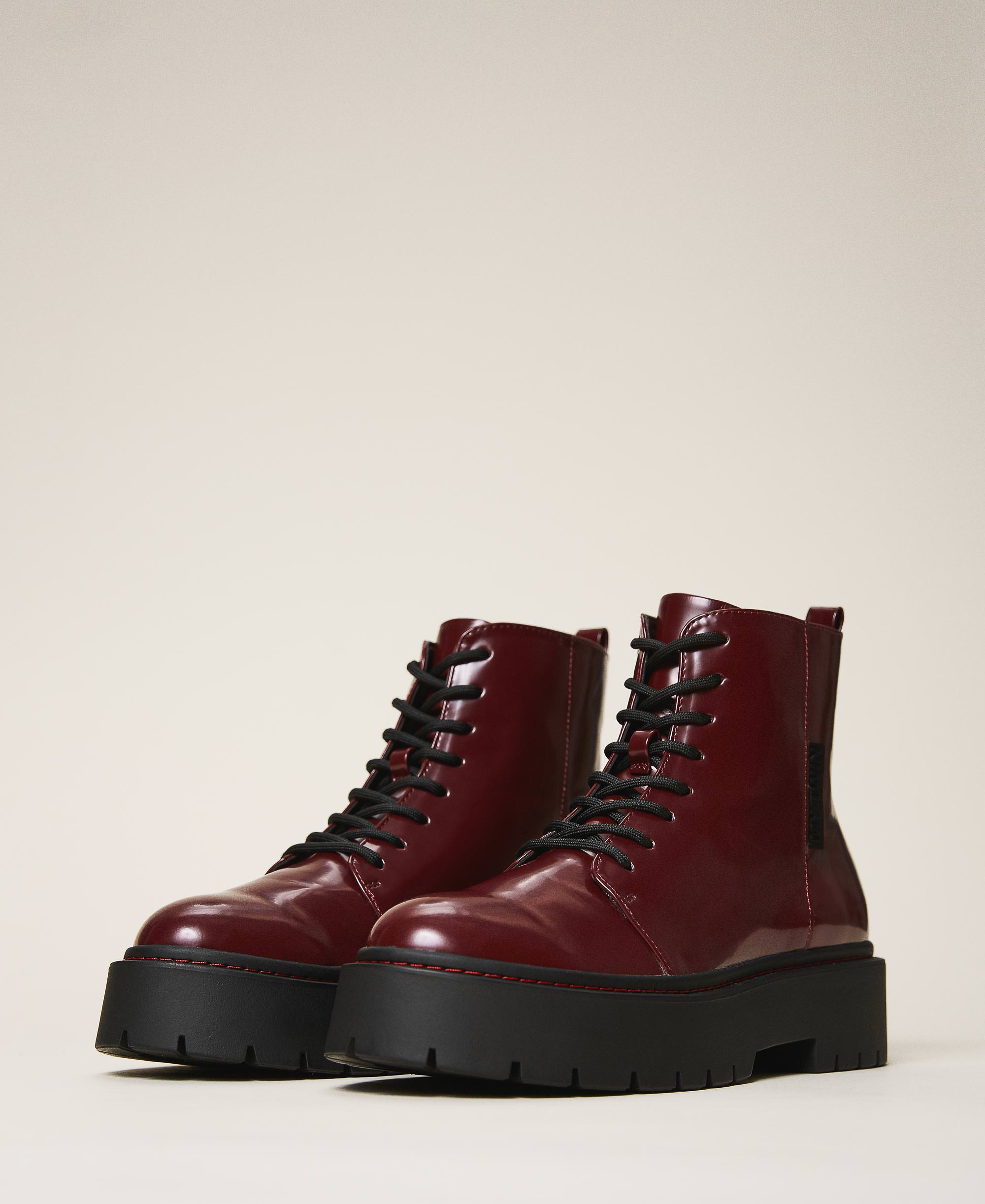 red leather combat boots
