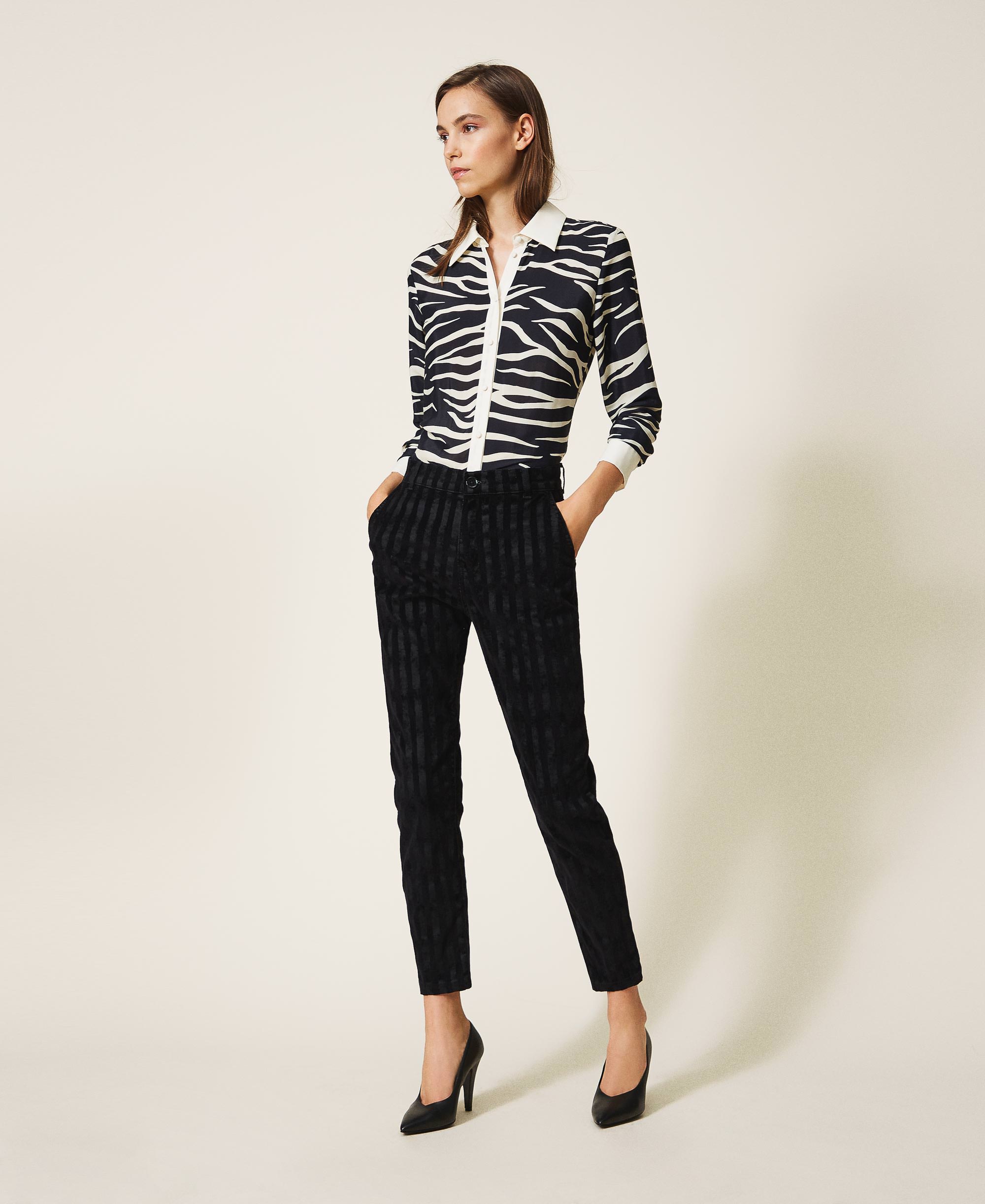 pinstripe black jeans