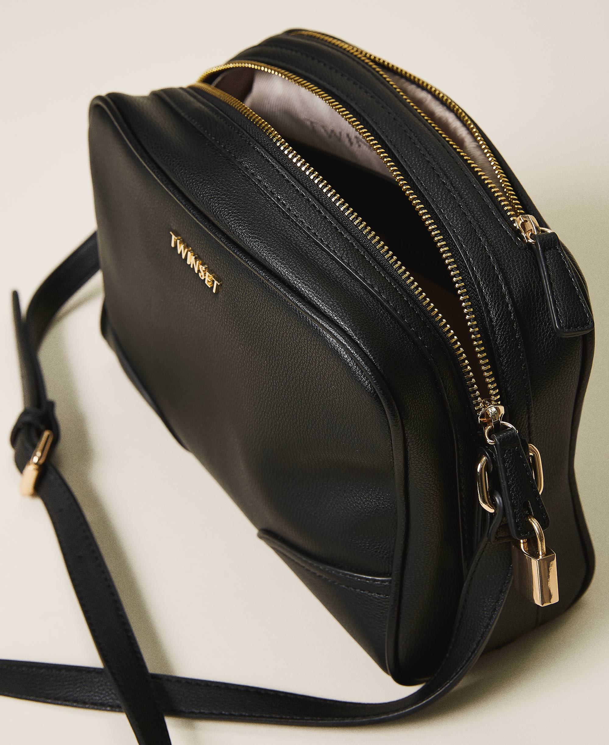 Bolso con compartimento doble y bandolera Mujer, Negro TWINSET Milano