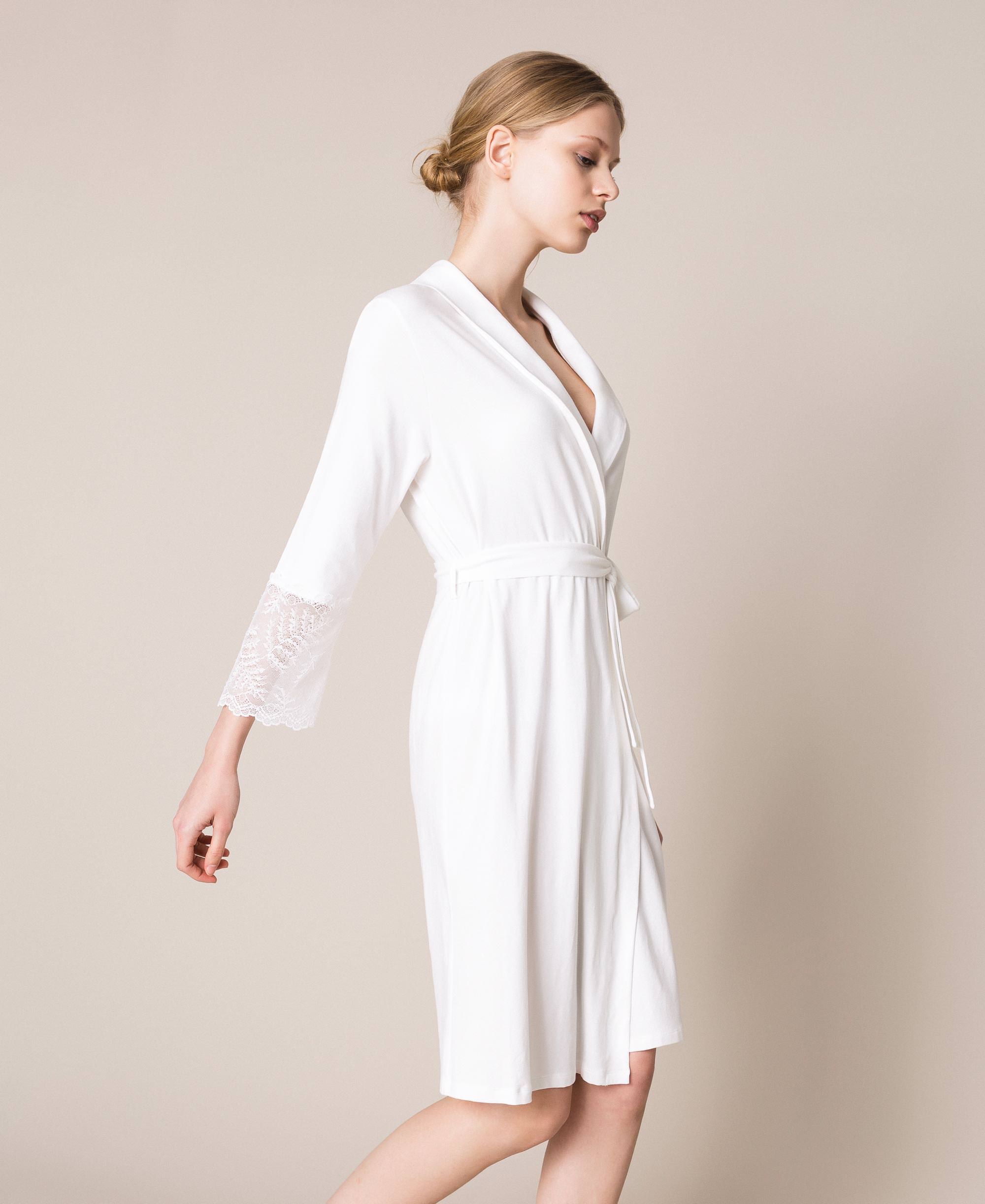 white jersey dressing gown