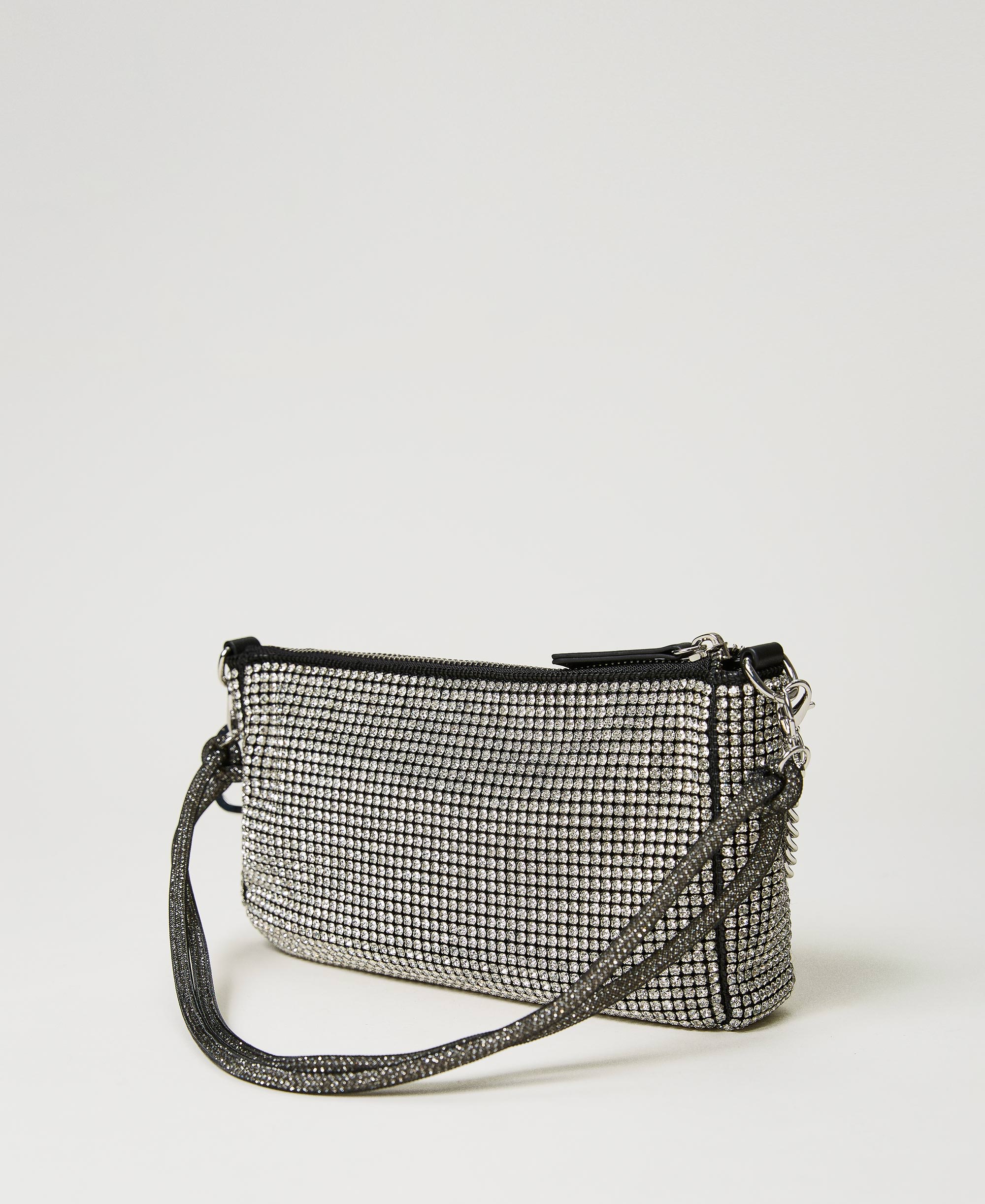 ‘Petite Jewel’ shoulder bag with rhinestones Woman, Silver TWINSET Milano