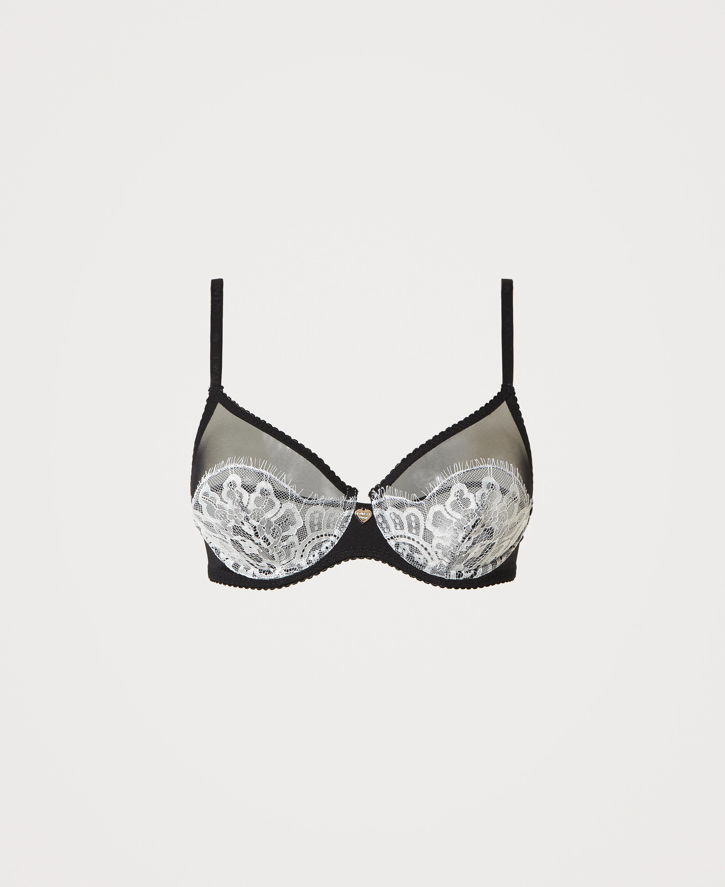 Tulle And Lace Underwire Bra Woman Black Twinset Milano 