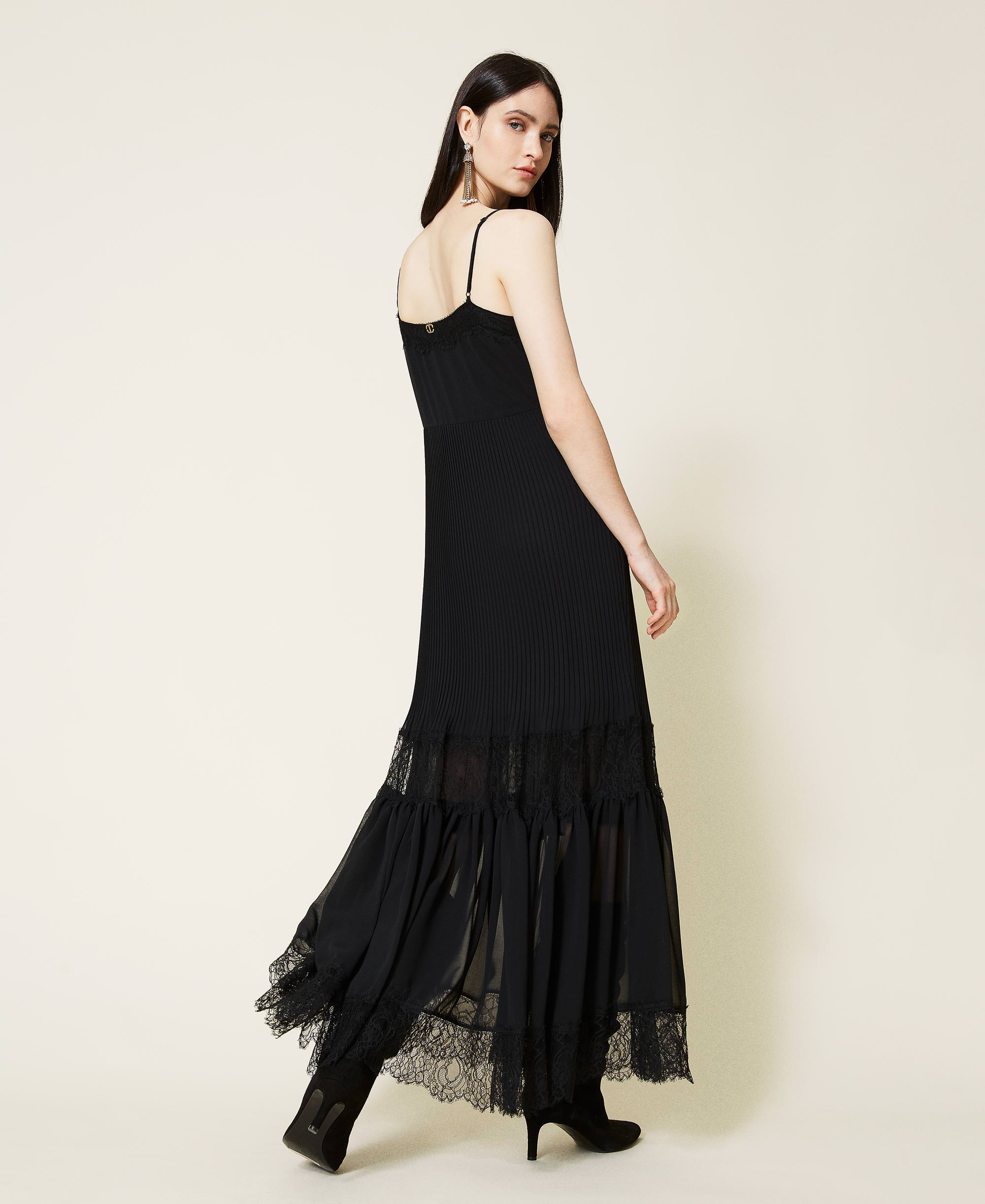 black flowy chiffon dress