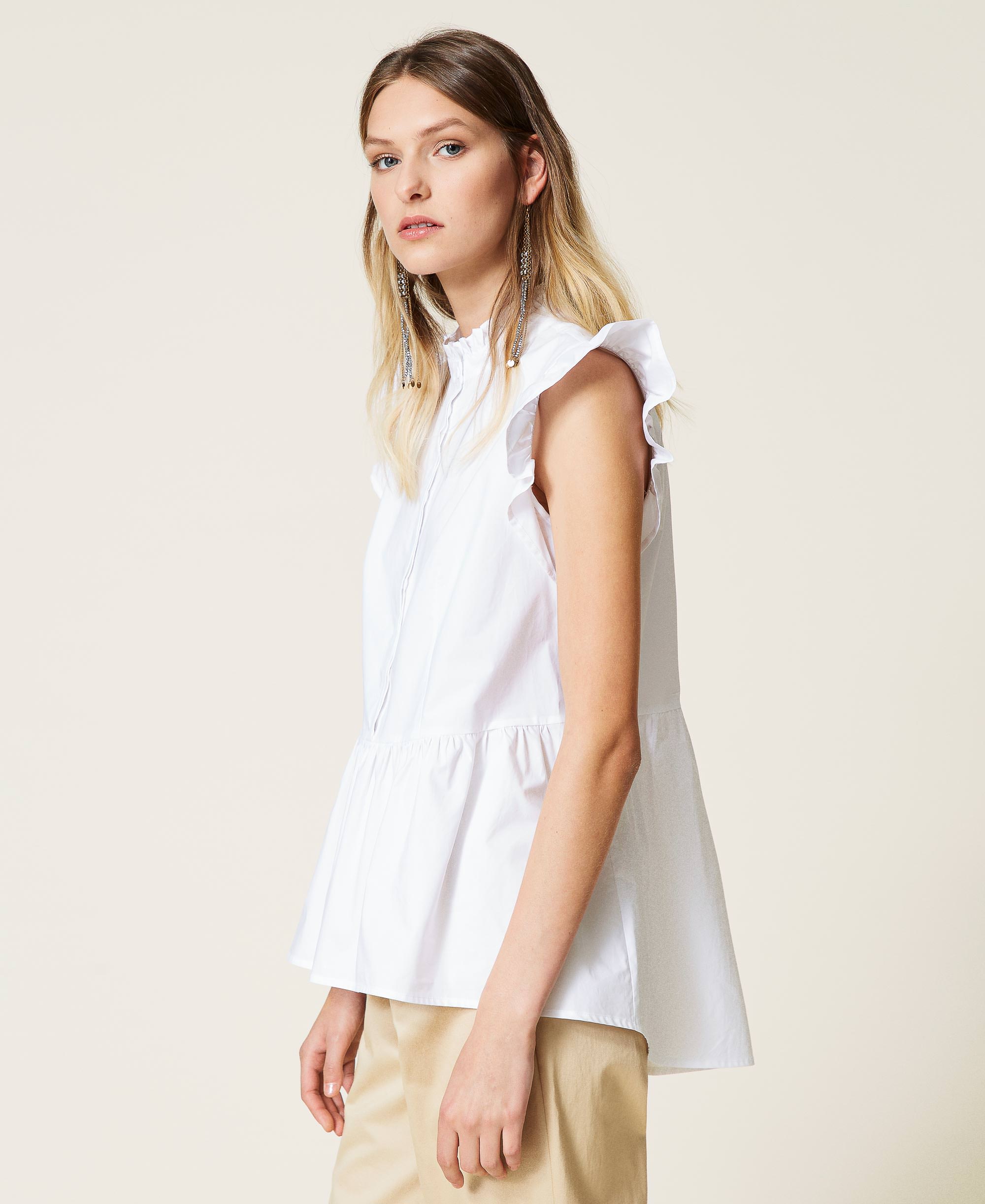 gathered poplin top zara