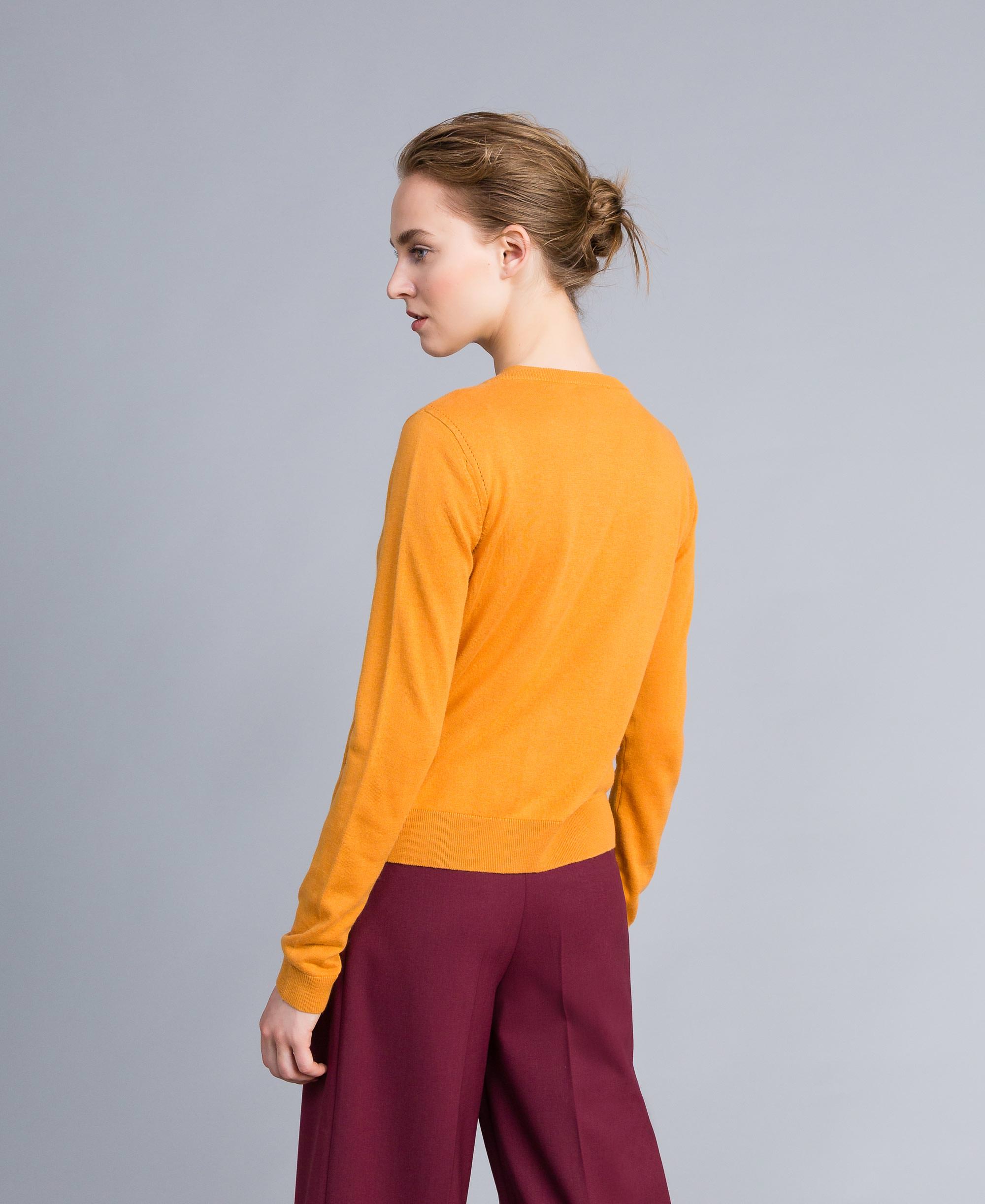 Silk and cashmere mandarin collar top Woman, Brown | TWINSET Milano