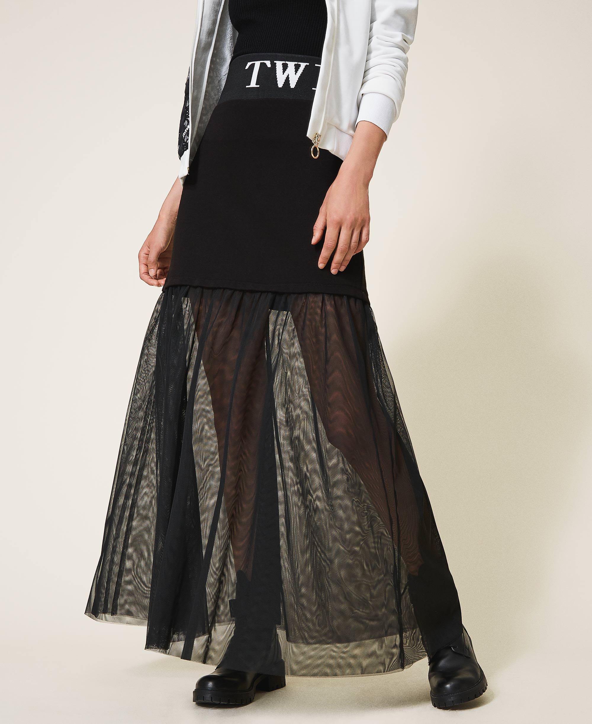 Long Skirt With Tulle Woman Black Twinset Milano 9364