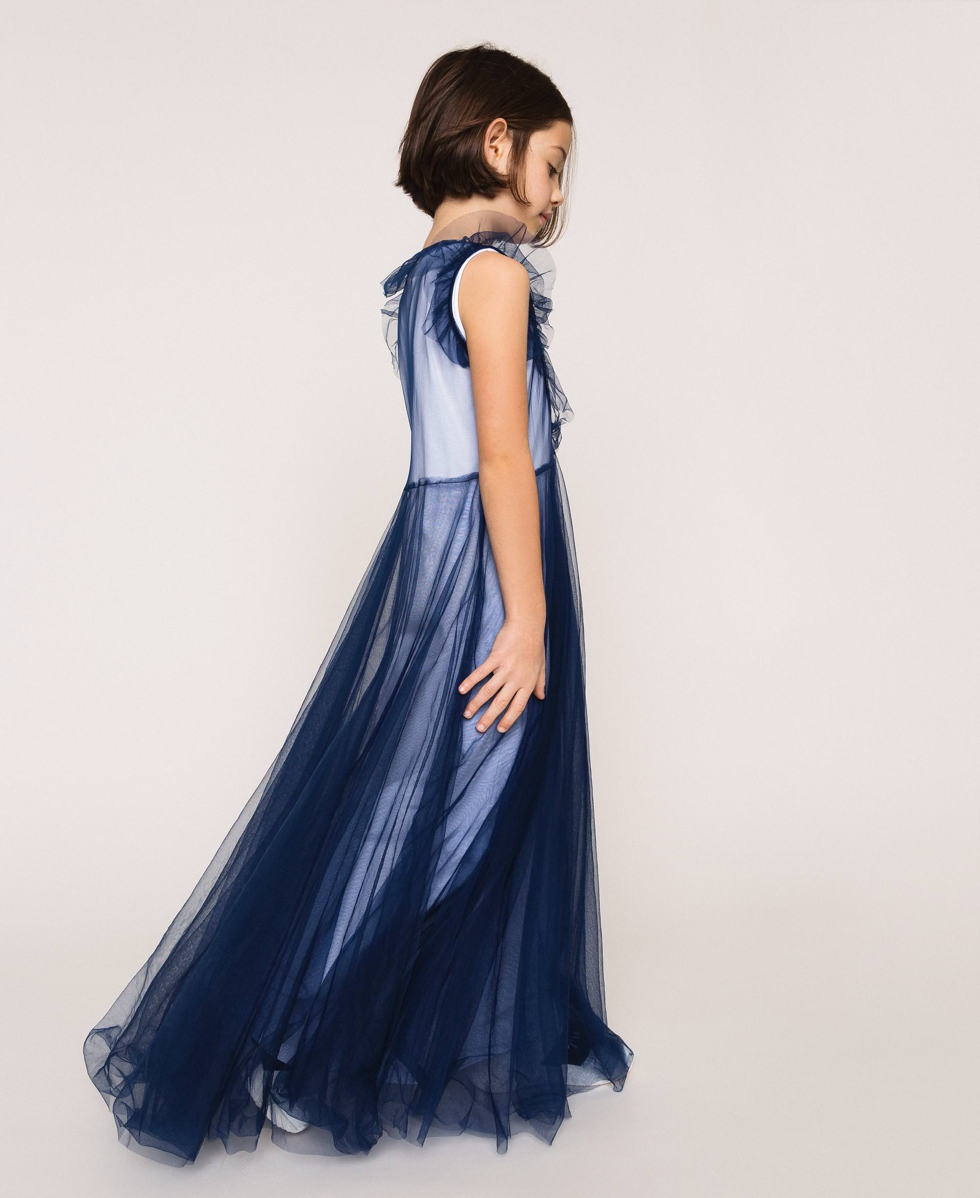  Robe  longue en tulle  avec volant Enfant Bleu  TWINSET Milano