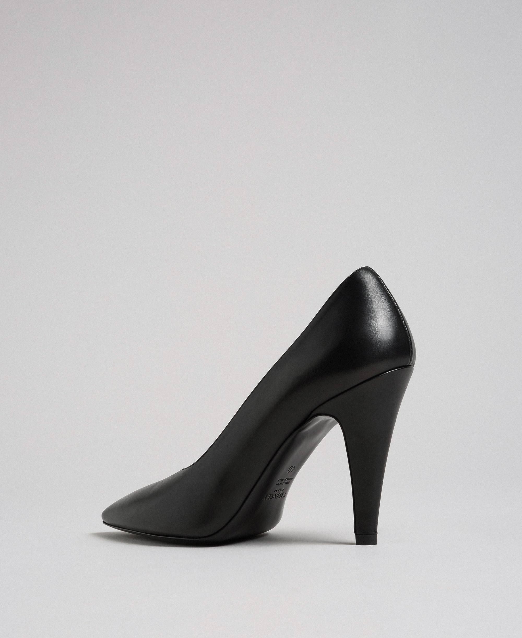 black leather court shoes
