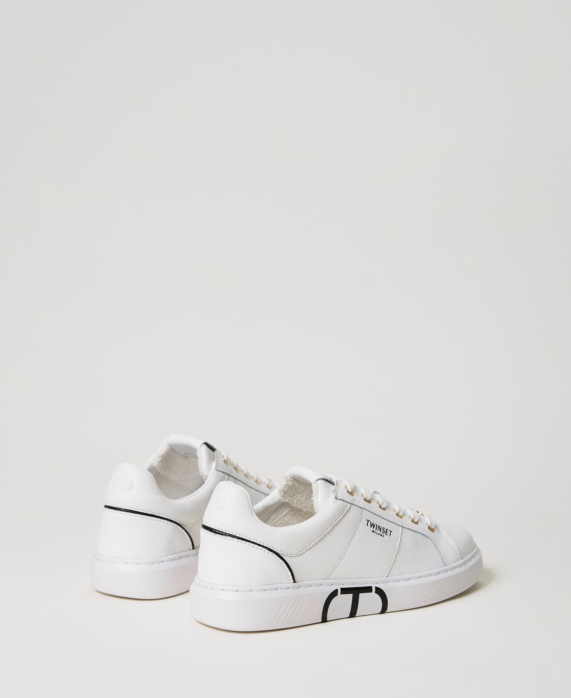 Trainers with Oval T logo Woman, White | TWINSET Milano