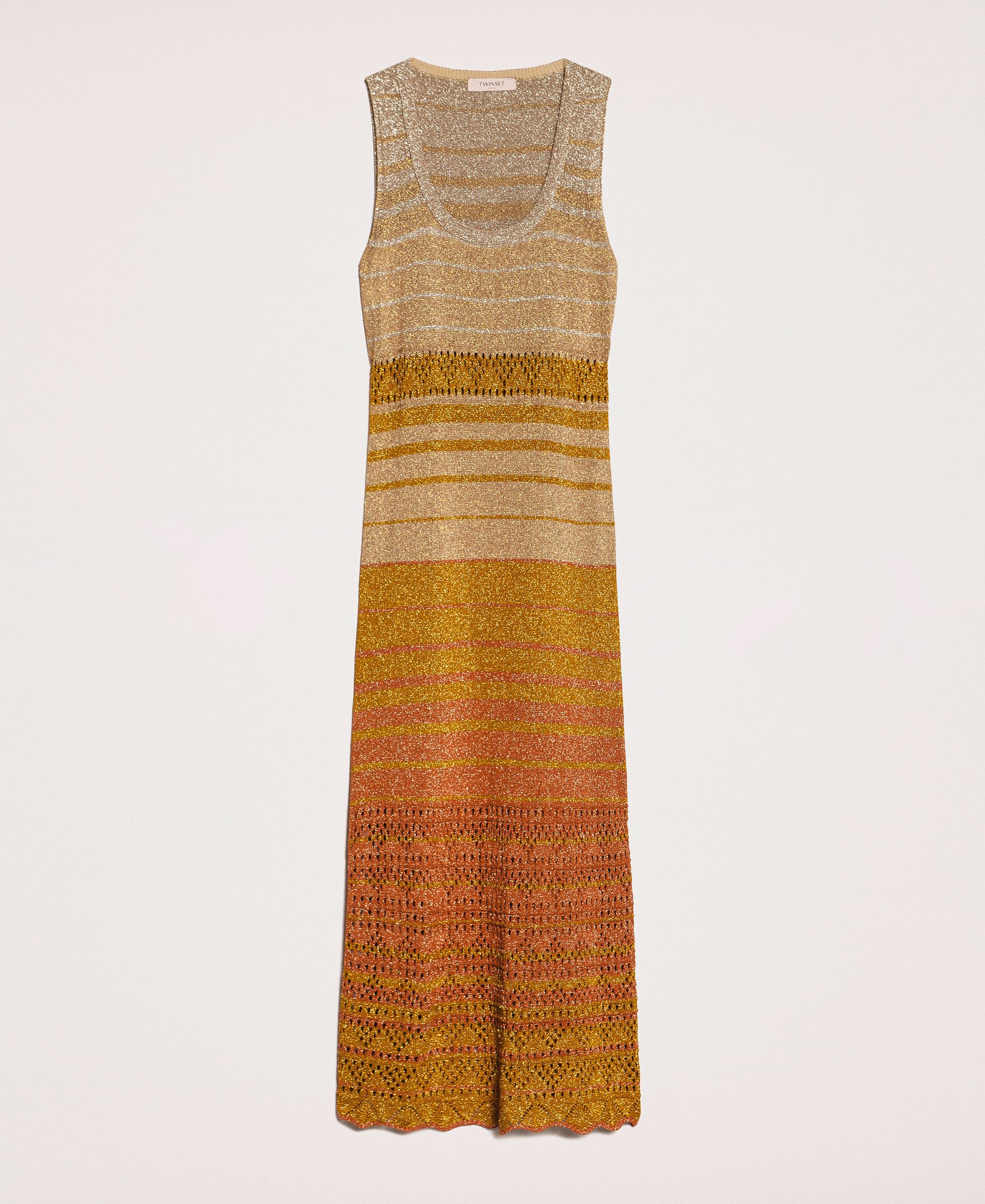 Striped lurex yarn dress Woman, Gold | TWINSET Milano