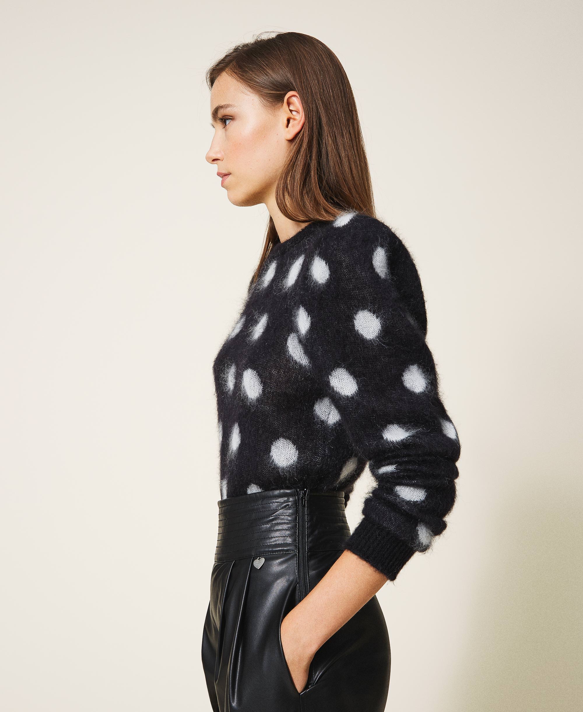 Polka Dot Jacquard Jumper Woman Black Twinset Milano