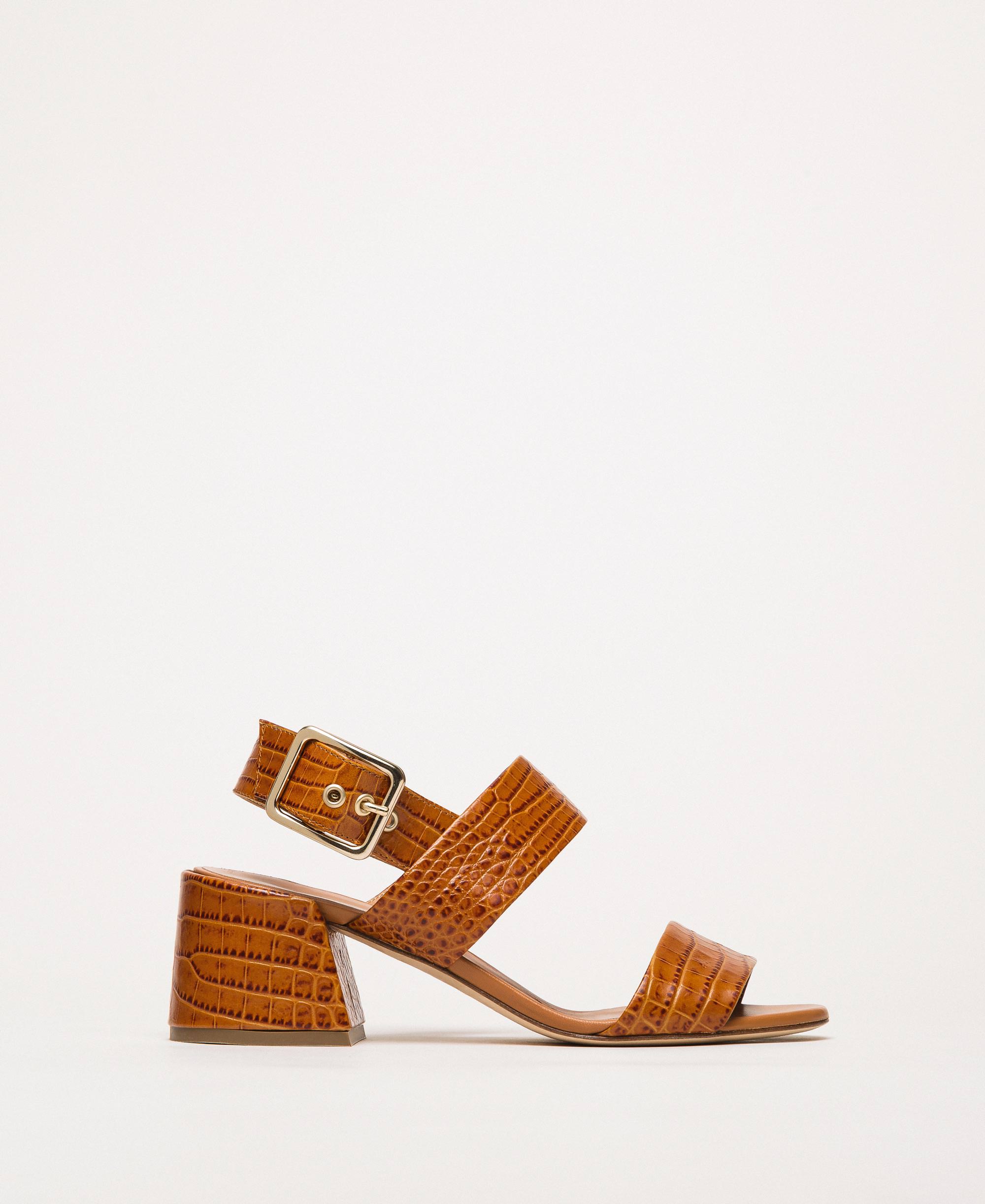 croc leather sandals