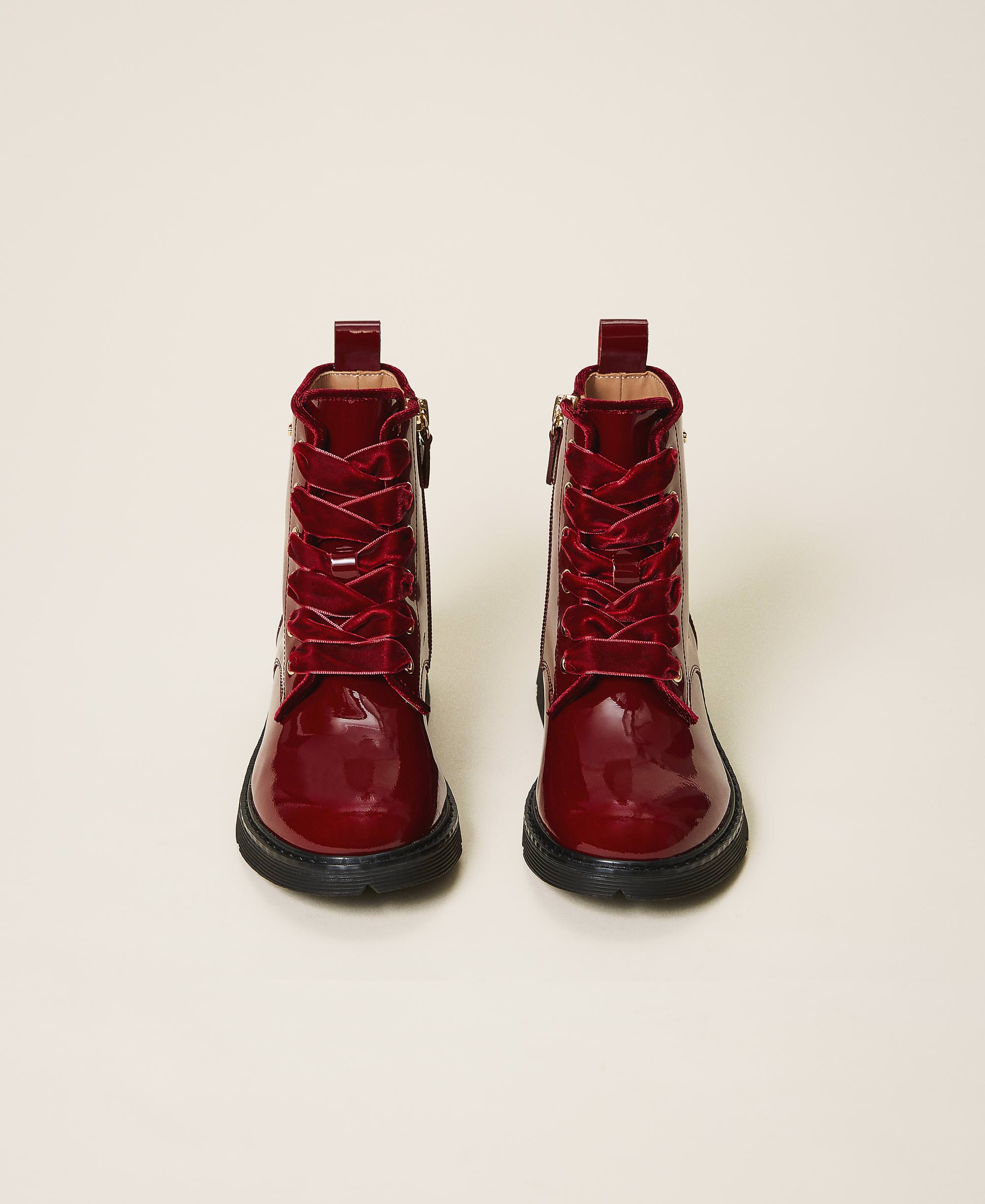 red combat boots