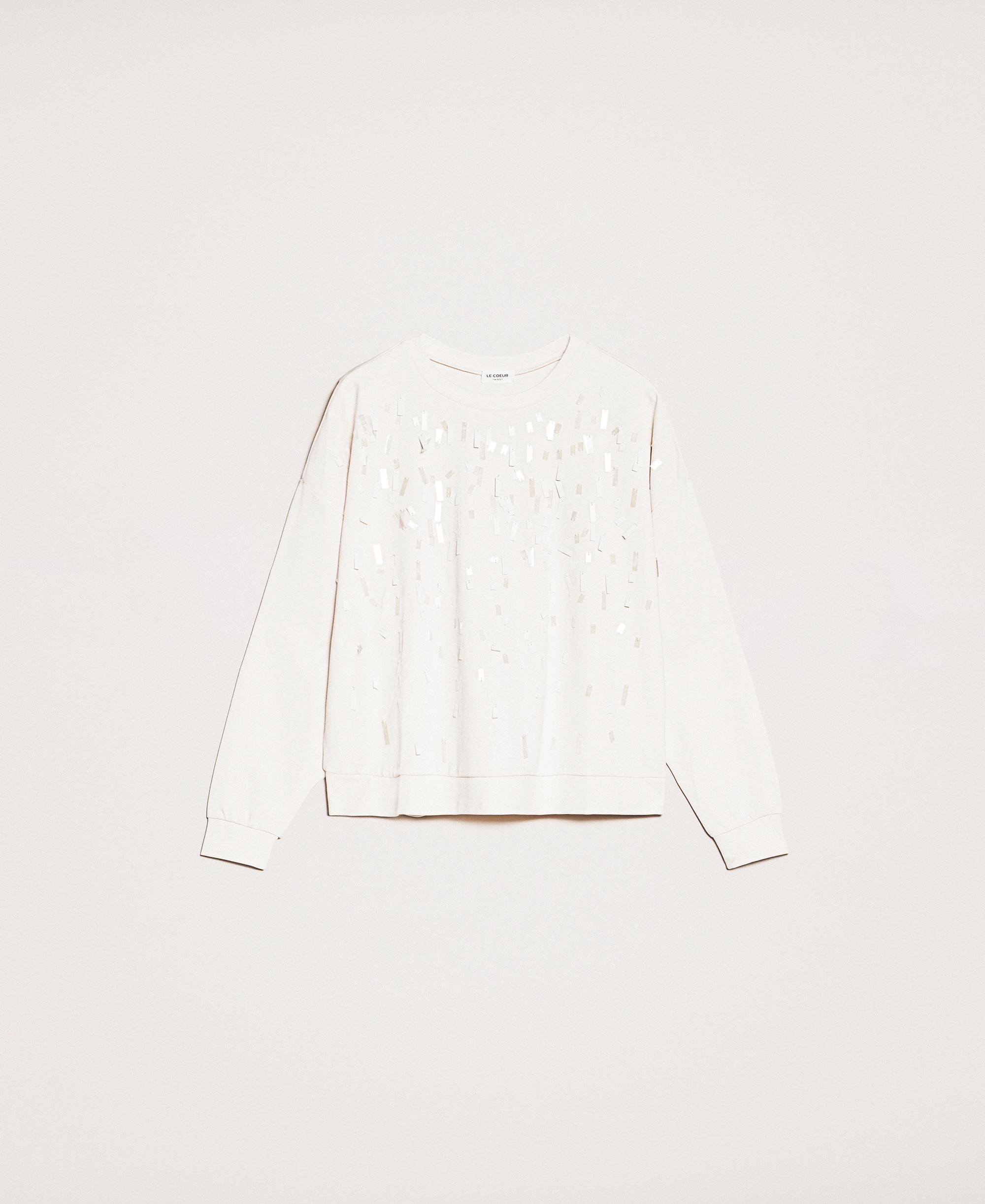 white sequin sweatshirt