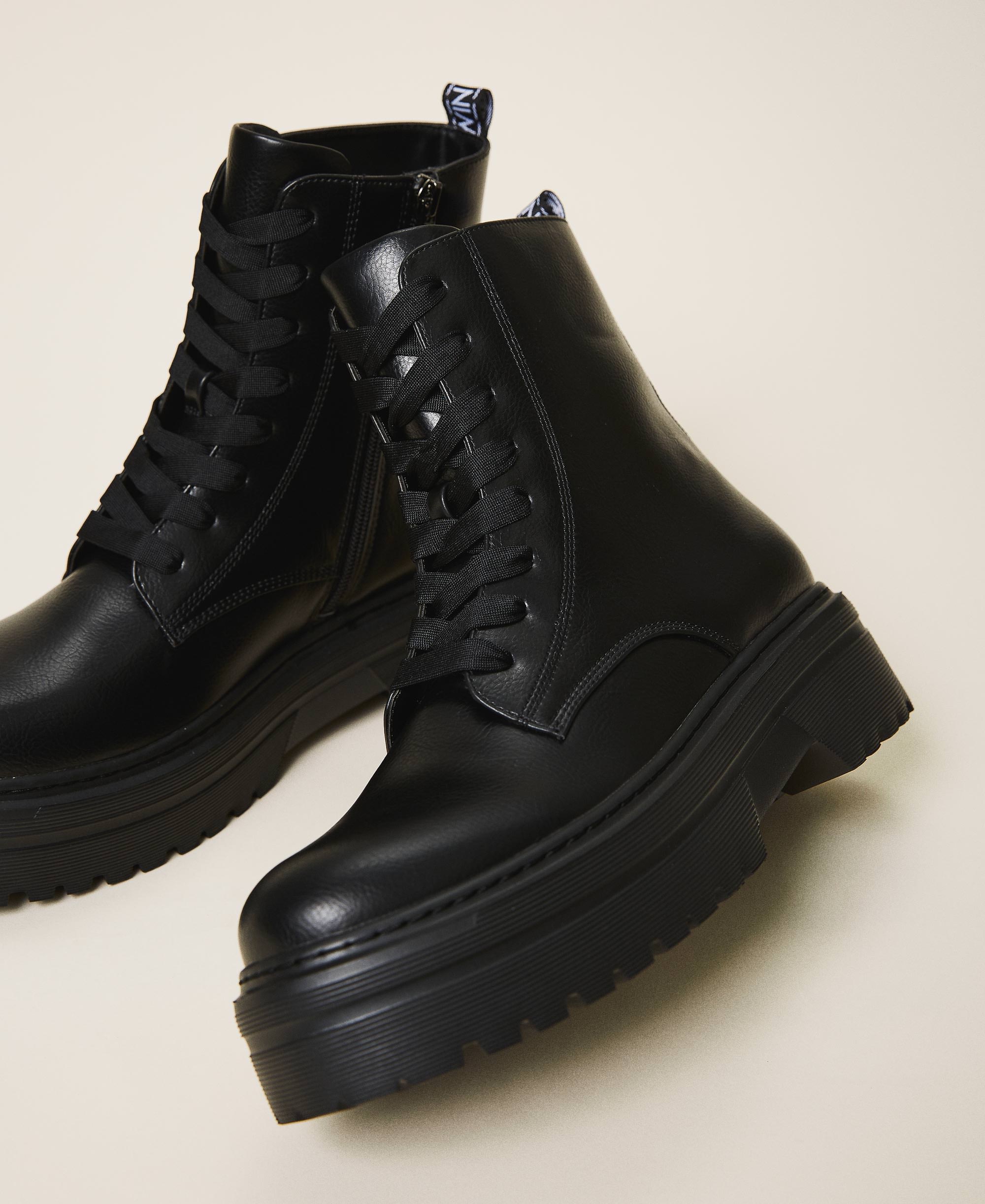 faux leather combat boots womens