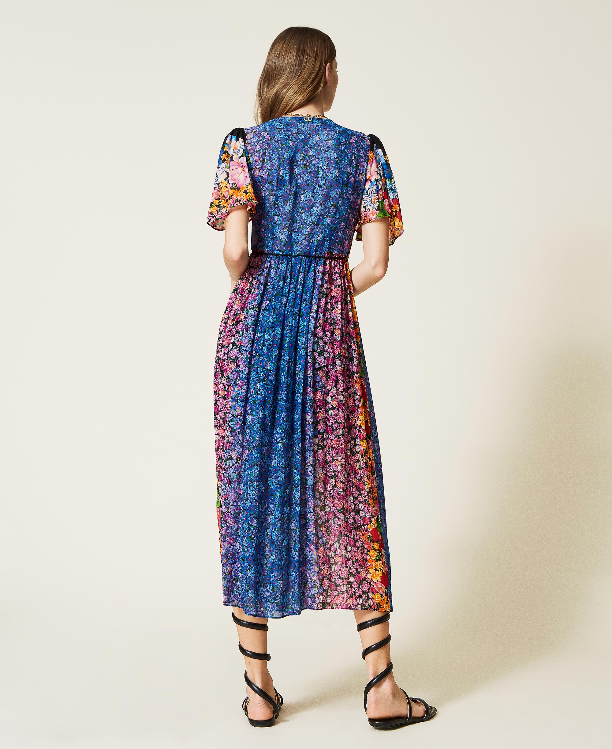 Floral georgette wrap-around dress Woman, Patterned | TWINSET Milano