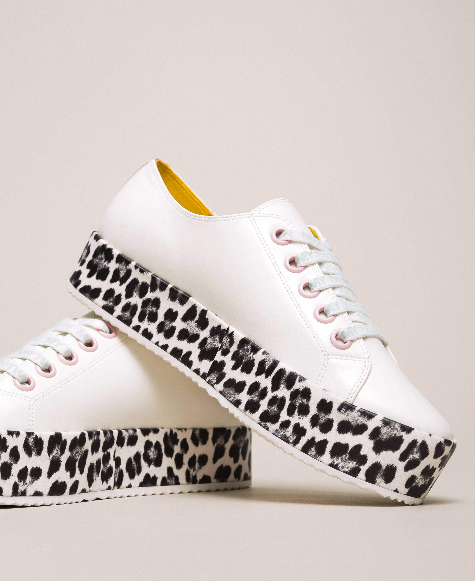 Animal print platform trainers