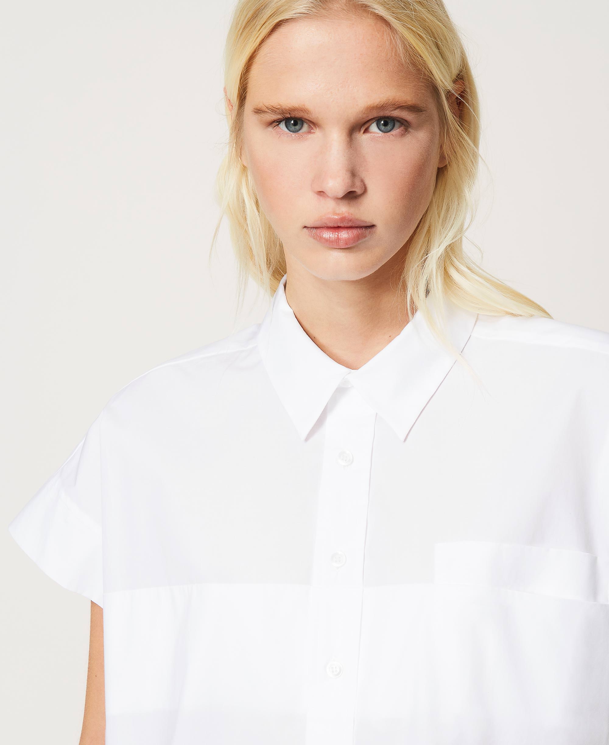 Oversize poplin shirt Woman, White | TWINSET Milano