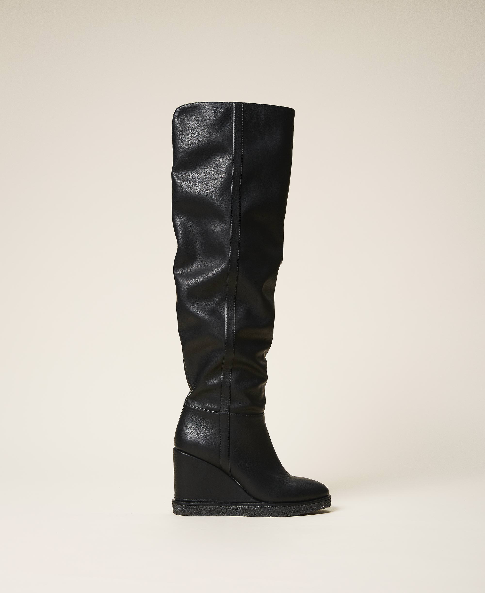 wedge thigh boots