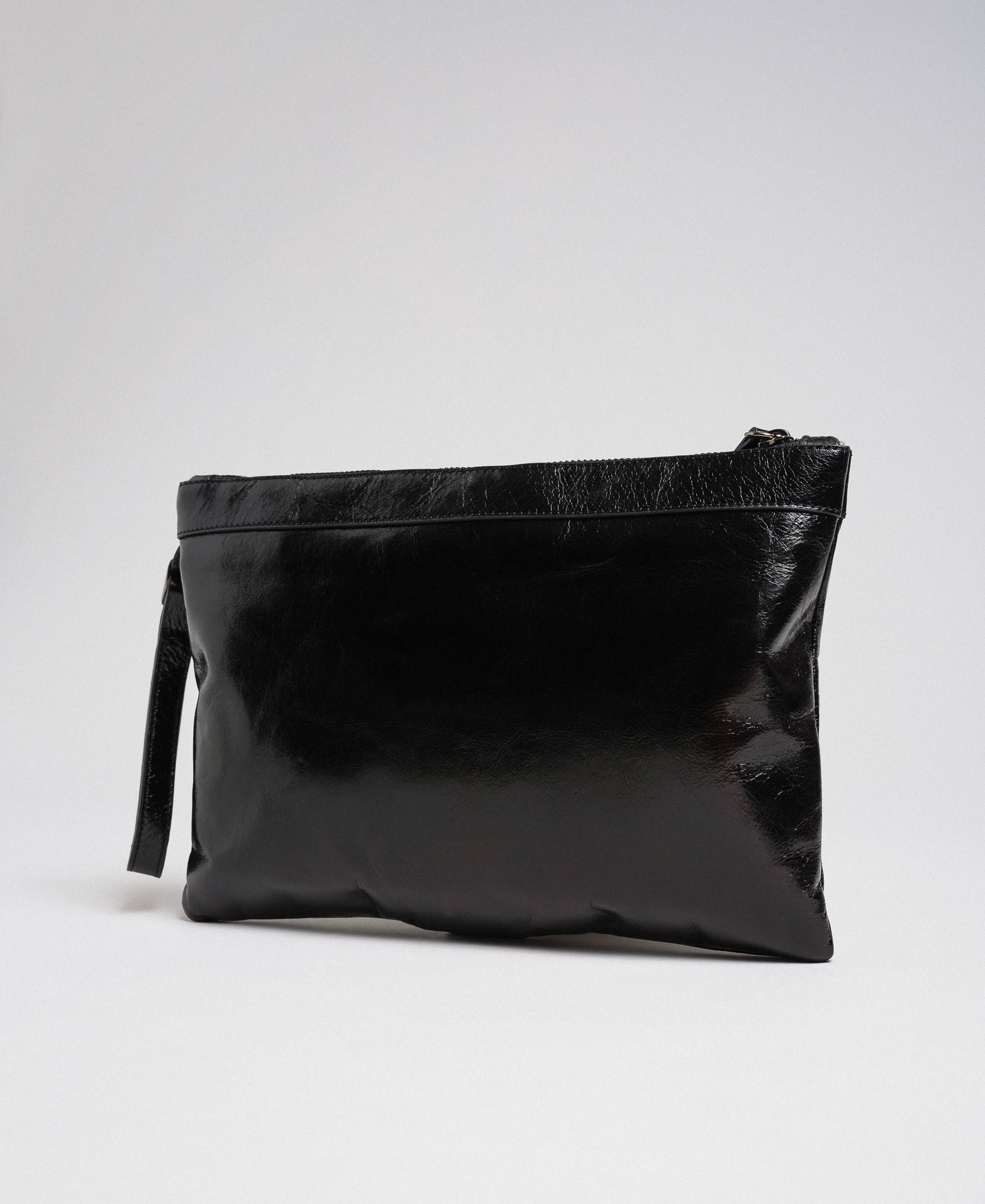 black clutch bag with wrist strap