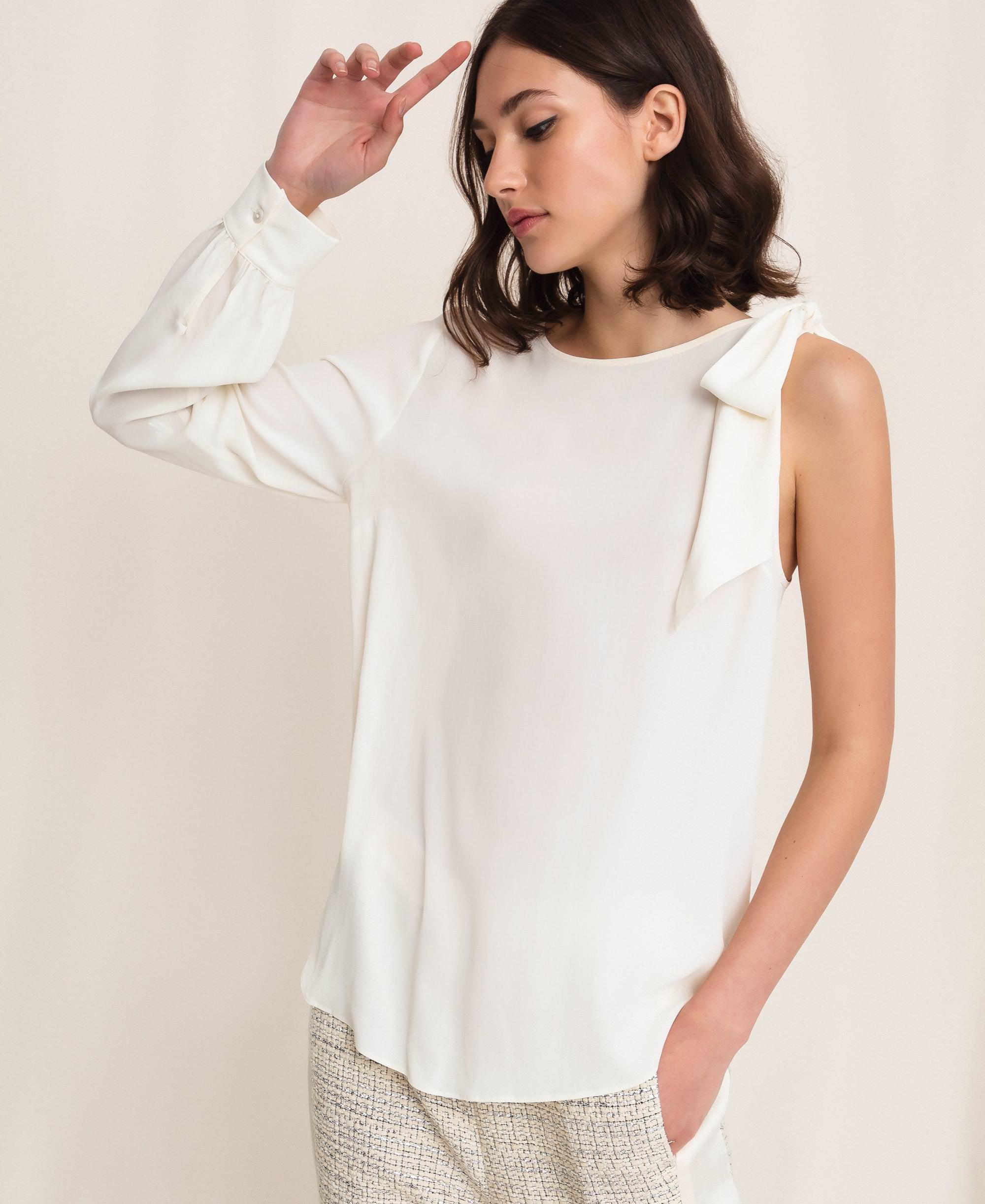 one shoulder white blouse