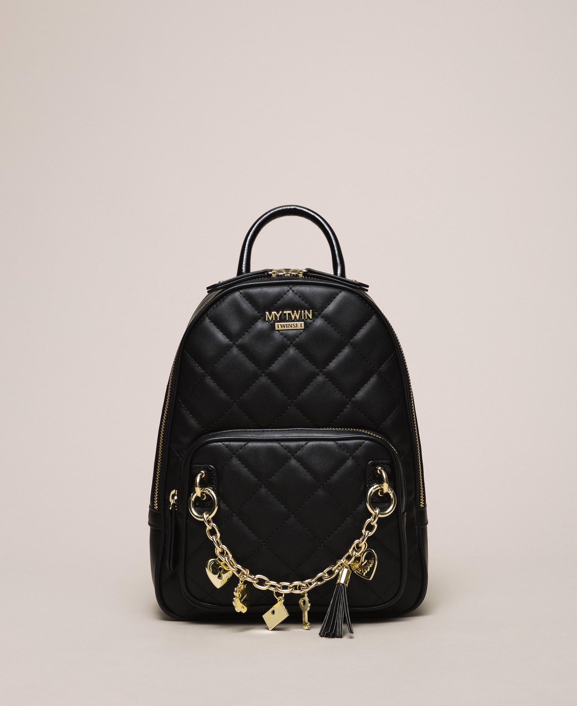 quilted faux leather backpack