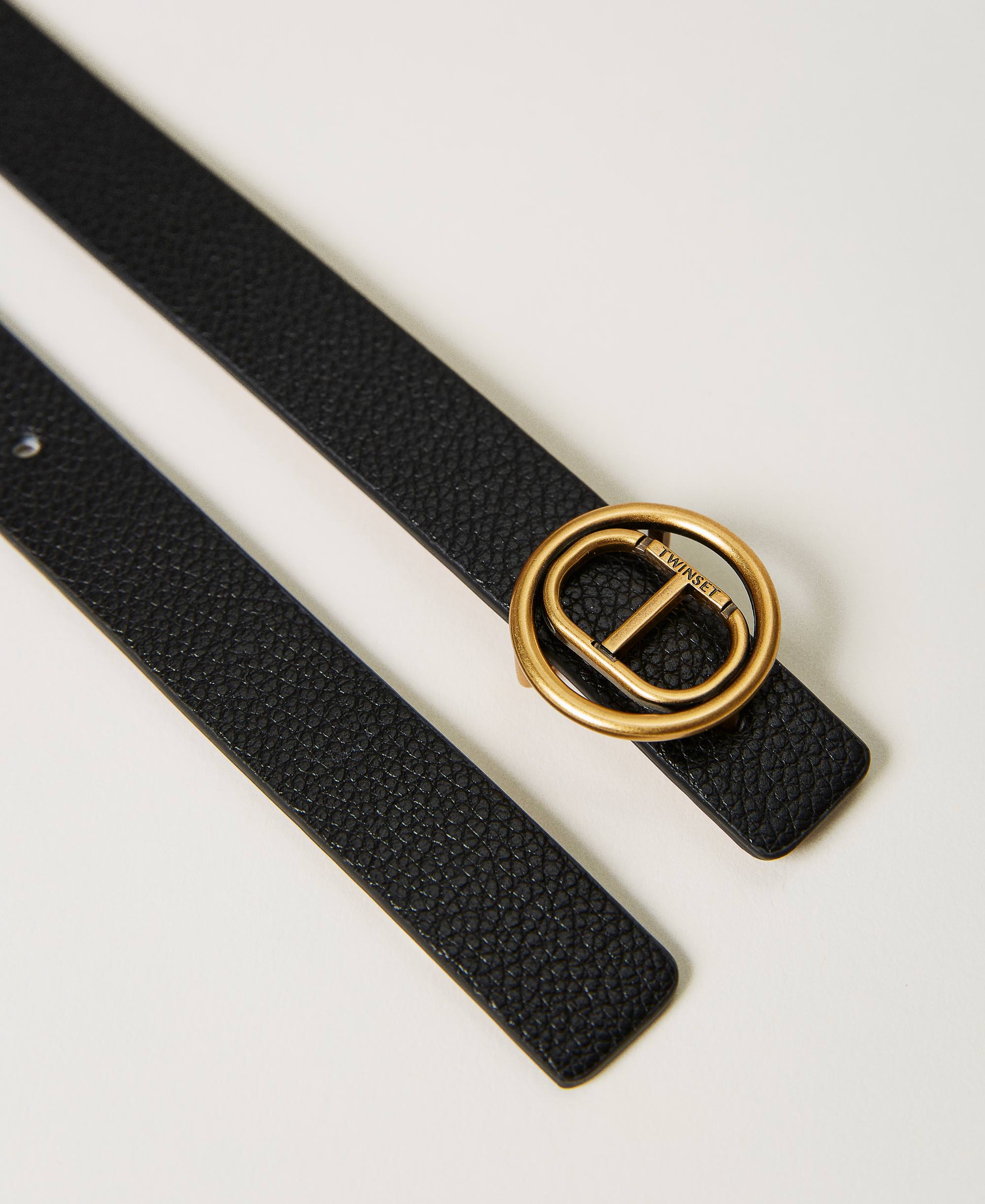 Belt with Oval T buckle Woman, Black | TWINSET Milano