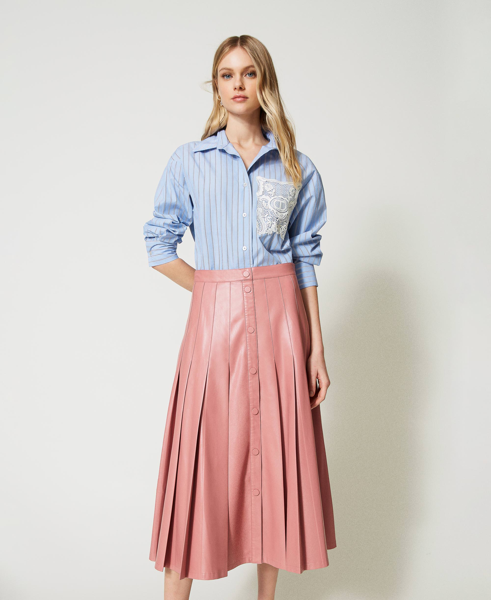 Pleated Midi Skirt Woman Pink Twinset Milano 5488