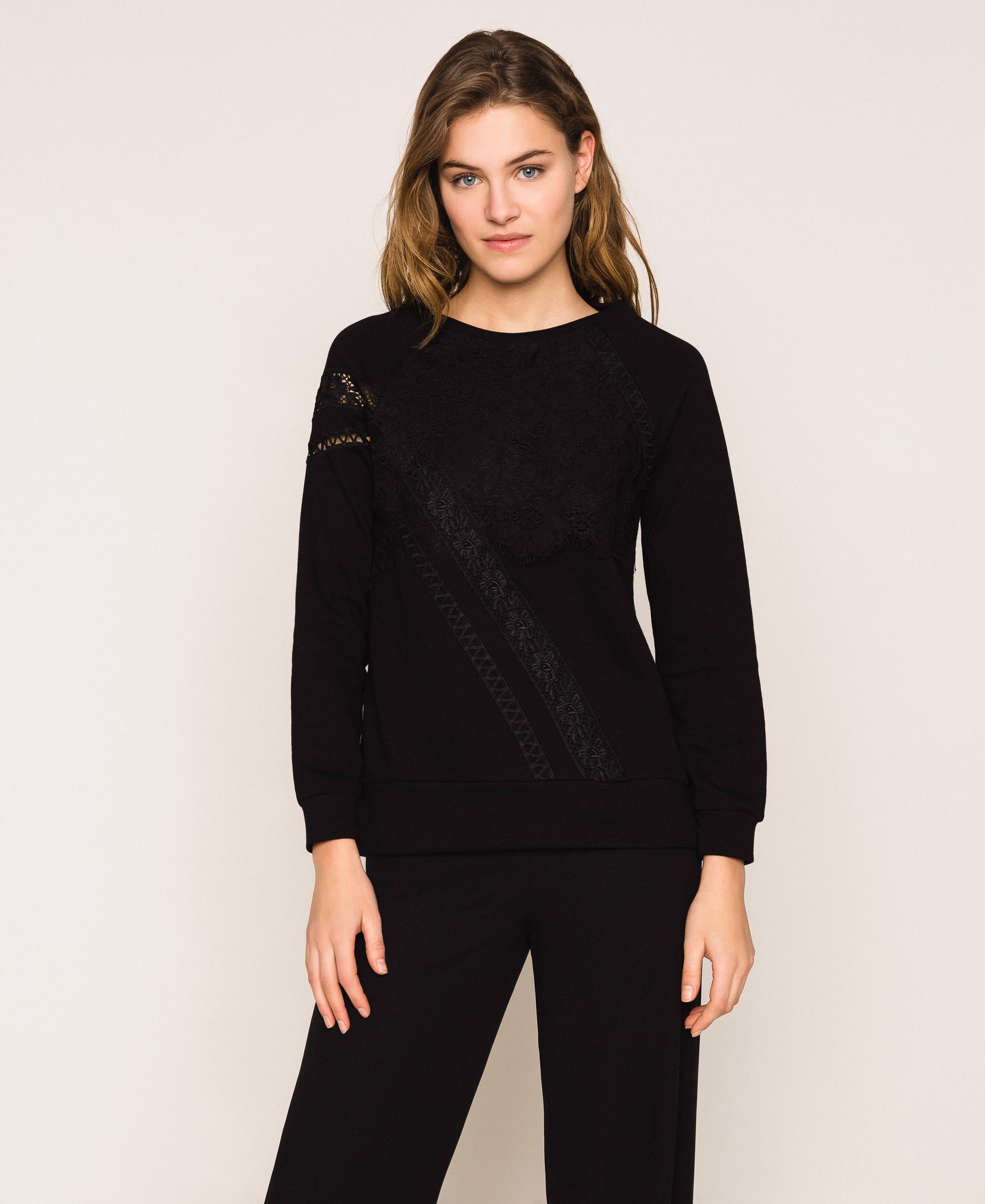 black lace sweatshirt