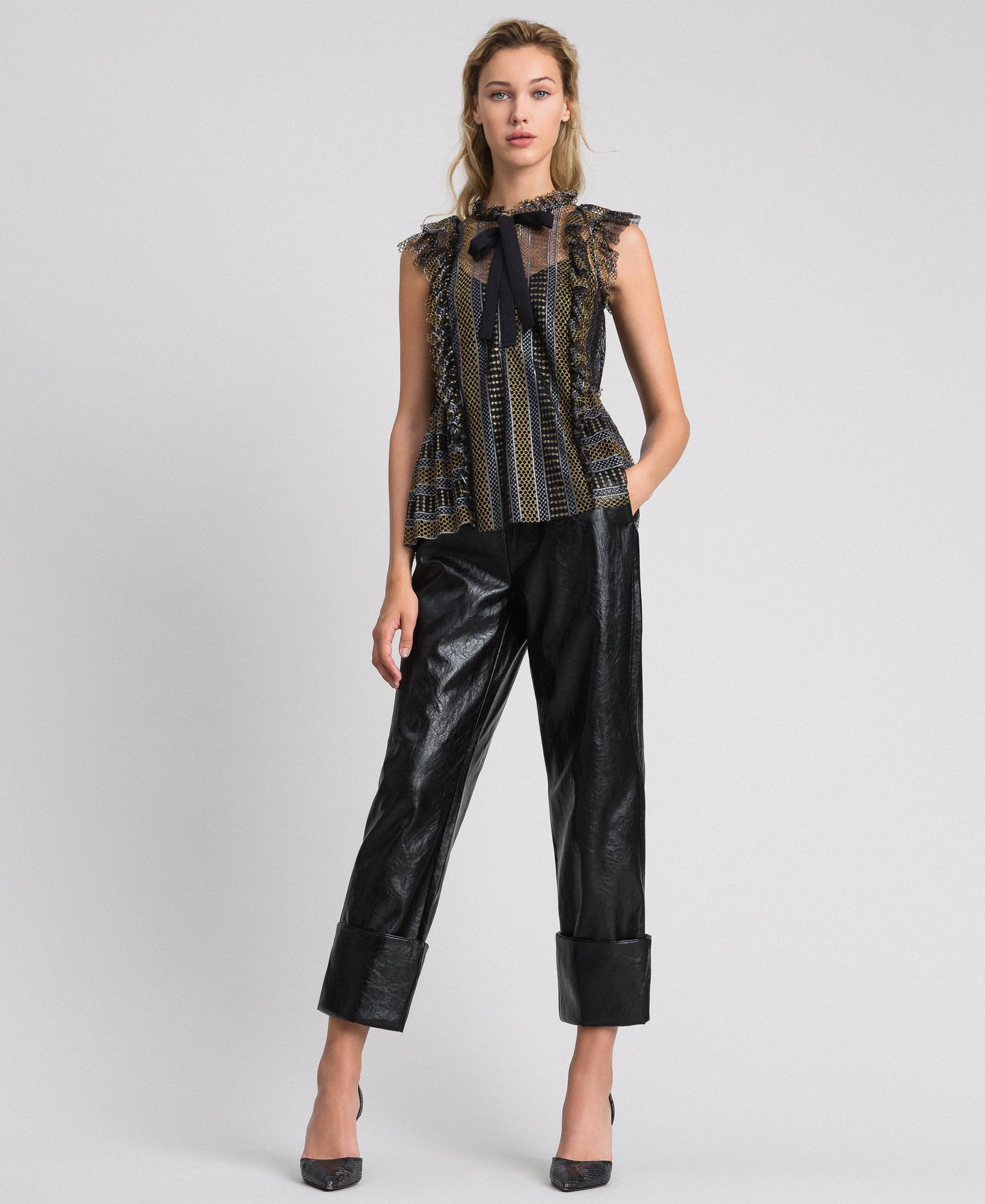elasticated waist leather trousers