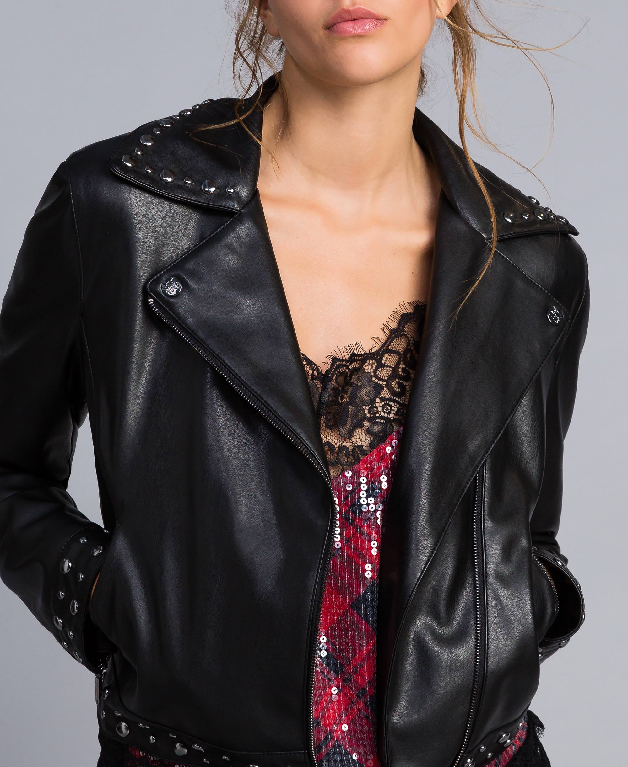 faux leather studded jacket