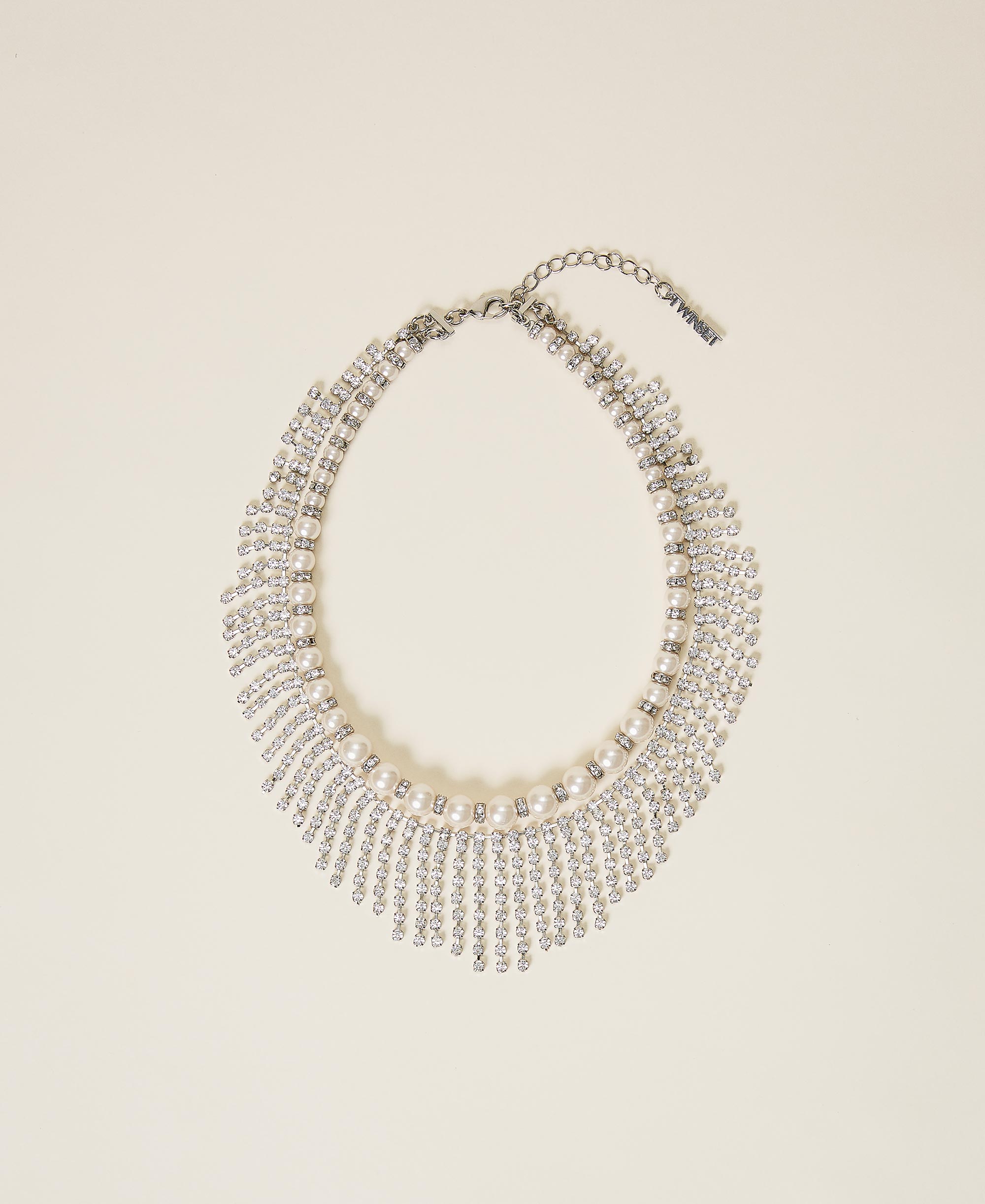 Collier rasdecou avec perles et strass Femme, Argent TWINSET Milano